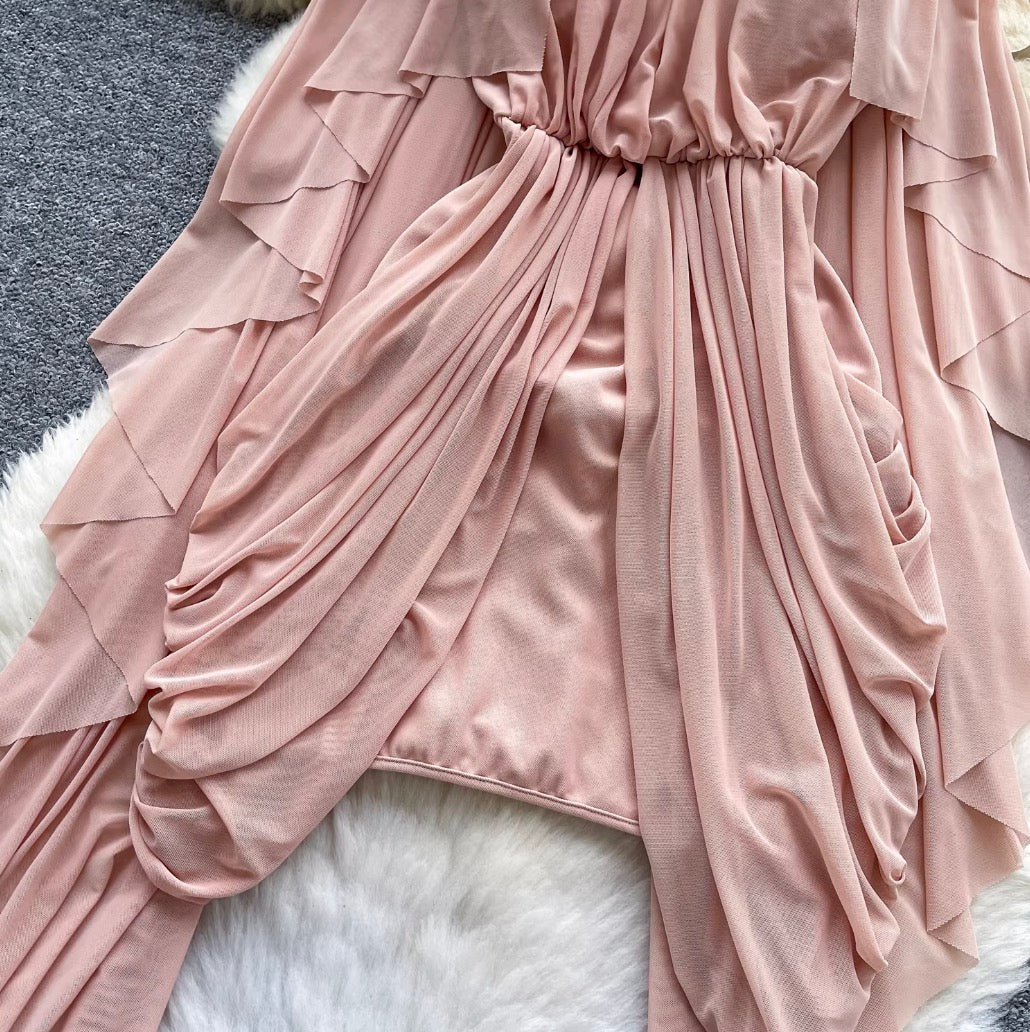 Niche Design Ruffled Pink Dress