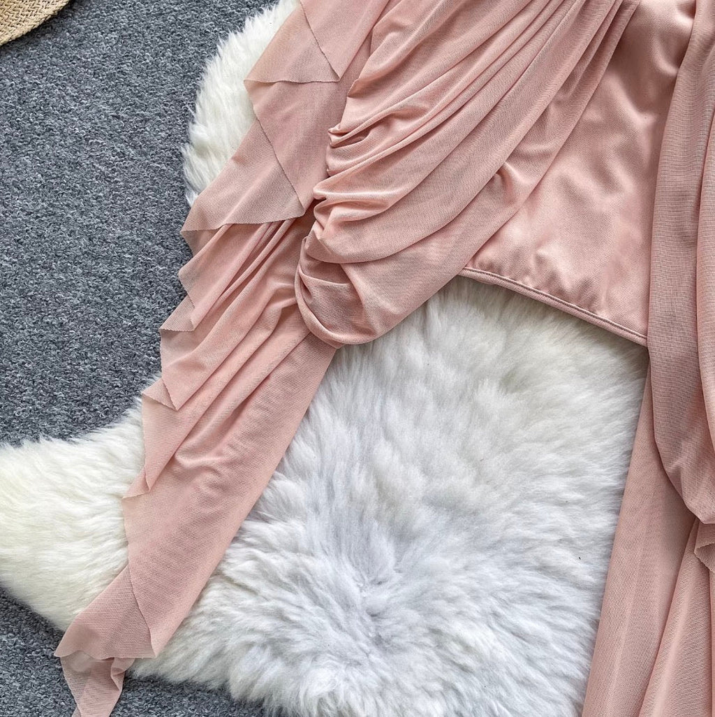 Niche Design Ruffled Pink Dress