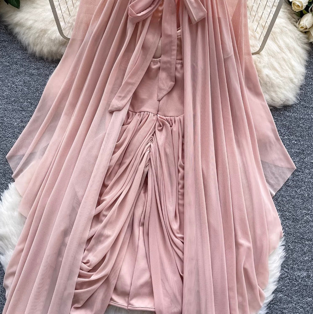 Niche Design Ruffled Pink Dress
