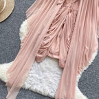 Niche Design Ruffled Pink Dress