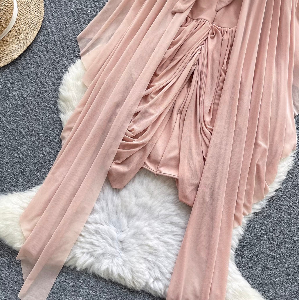 Niche Design Ruffled Pink Dress