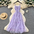 Butterfly Embroidered Purple Slip Dress