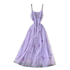 Butterfly Embroidered Purple Slip Dress