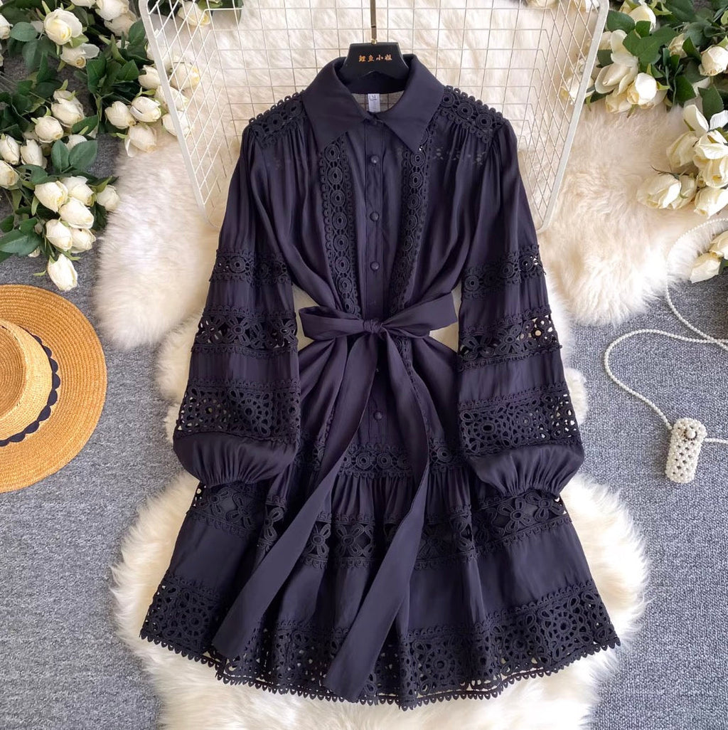 French Style Embroidered Lace Dress