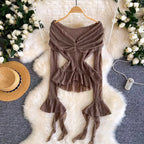 Niche Off-shoulder Drawstring Shirt