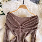 Niche Off-shoulder Drawstring Shirt