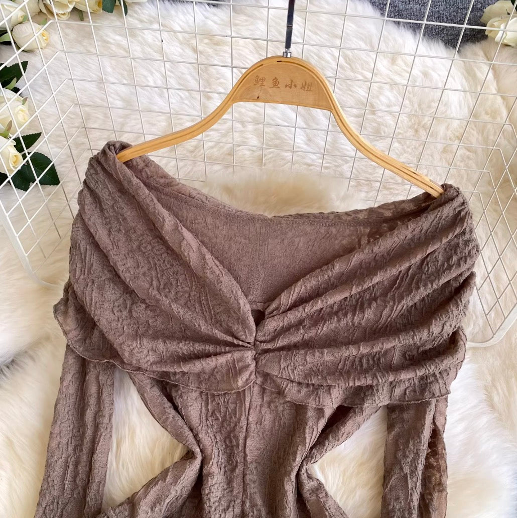 Niche Off-shoulder Drawstring Shirt