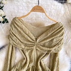 Niche Off-shoulder Drawstring Shirt