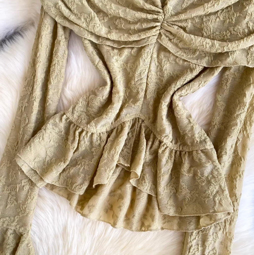 Niche Off-shoulder Drawstring Shirt