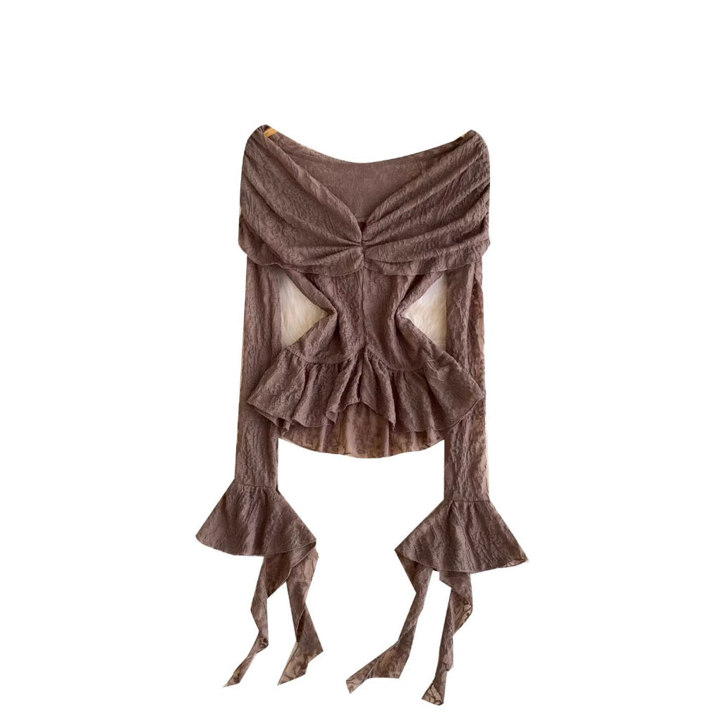 Niche Off-shoulder Drawstring Shirt