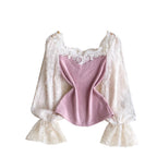 Elegant Lace Patchwork Knit Shirt