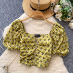 Vintage Floral Print Zipped Shirt
