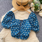 Vintage Floral Print Zipped Shirt