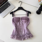 Sweetie Purple Lace Zipped Camisole