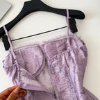 Sweetie Purple Lace Zipped Camisole