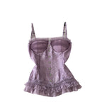 Sweetie Purple Lace Zipped Camisole