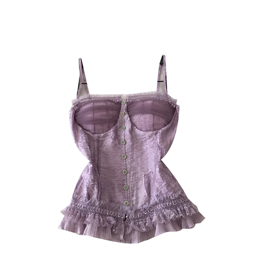 Sweetie Purple Lace Zipped Camisole