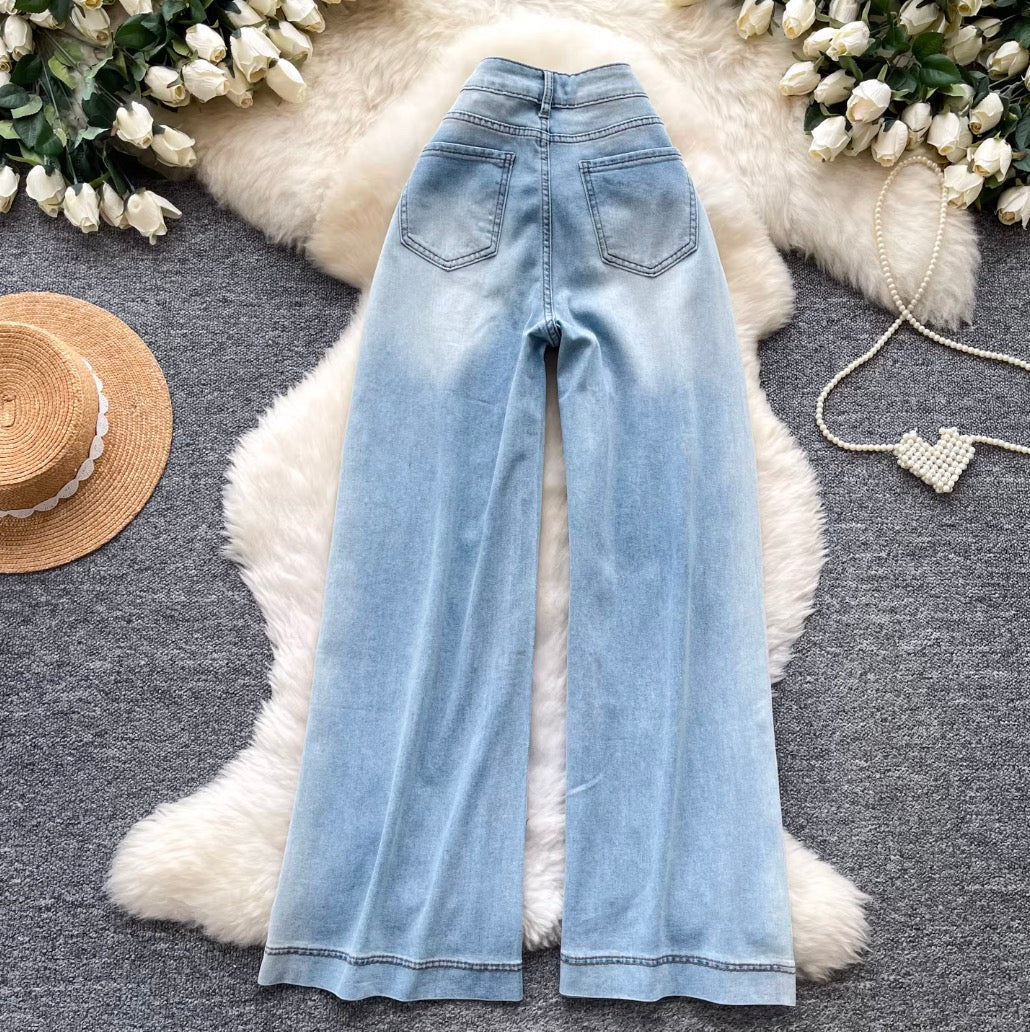 Rhinestone Studded Flared Jeans