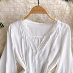 V-neck Lace Flared Sleeve Top