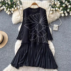 Beaded Loose-fit Patchwork Dress