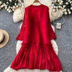Beaded Loose-fit Patchwork Dress