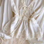 V-neck Lace Patchwork Elegant Shirt