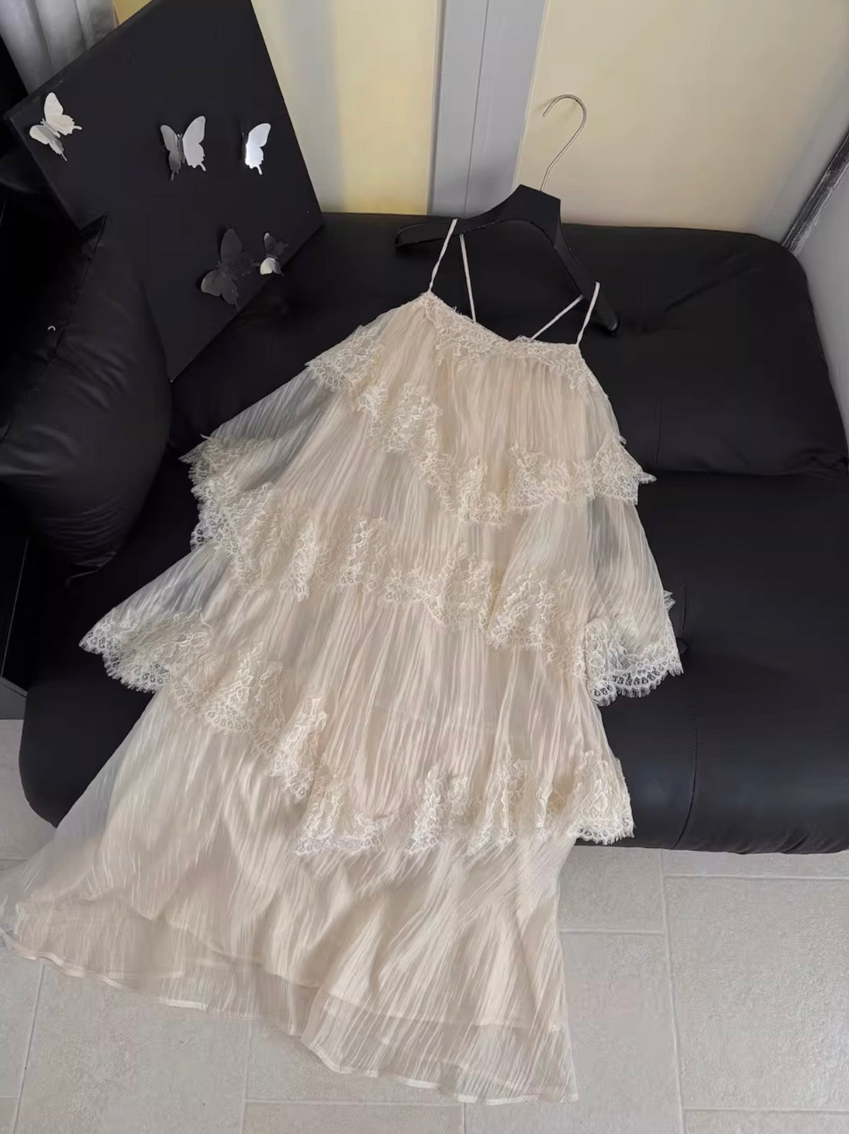 French Style Layered Lace Slip Dress
