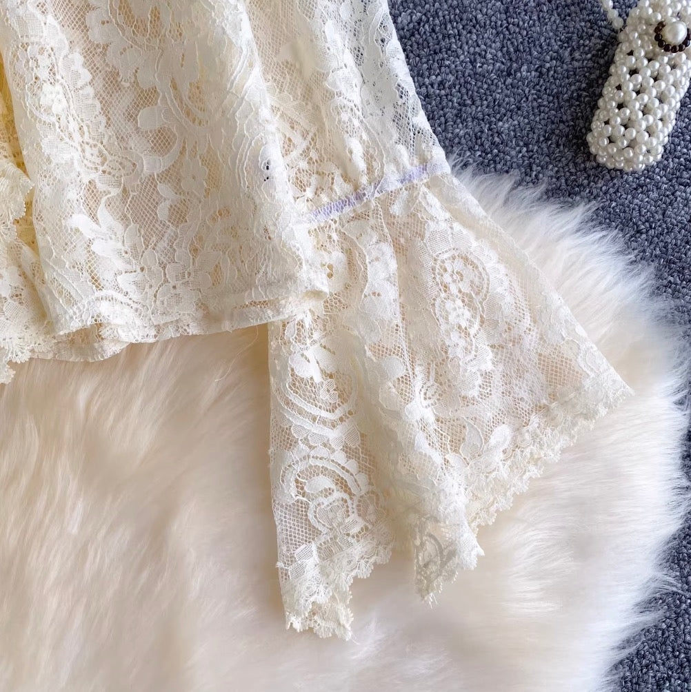 French Style Bow-tie Lace Shirt
