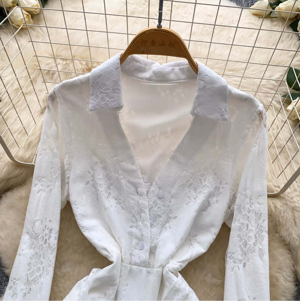 Korean Style V-neck Shirt Dress