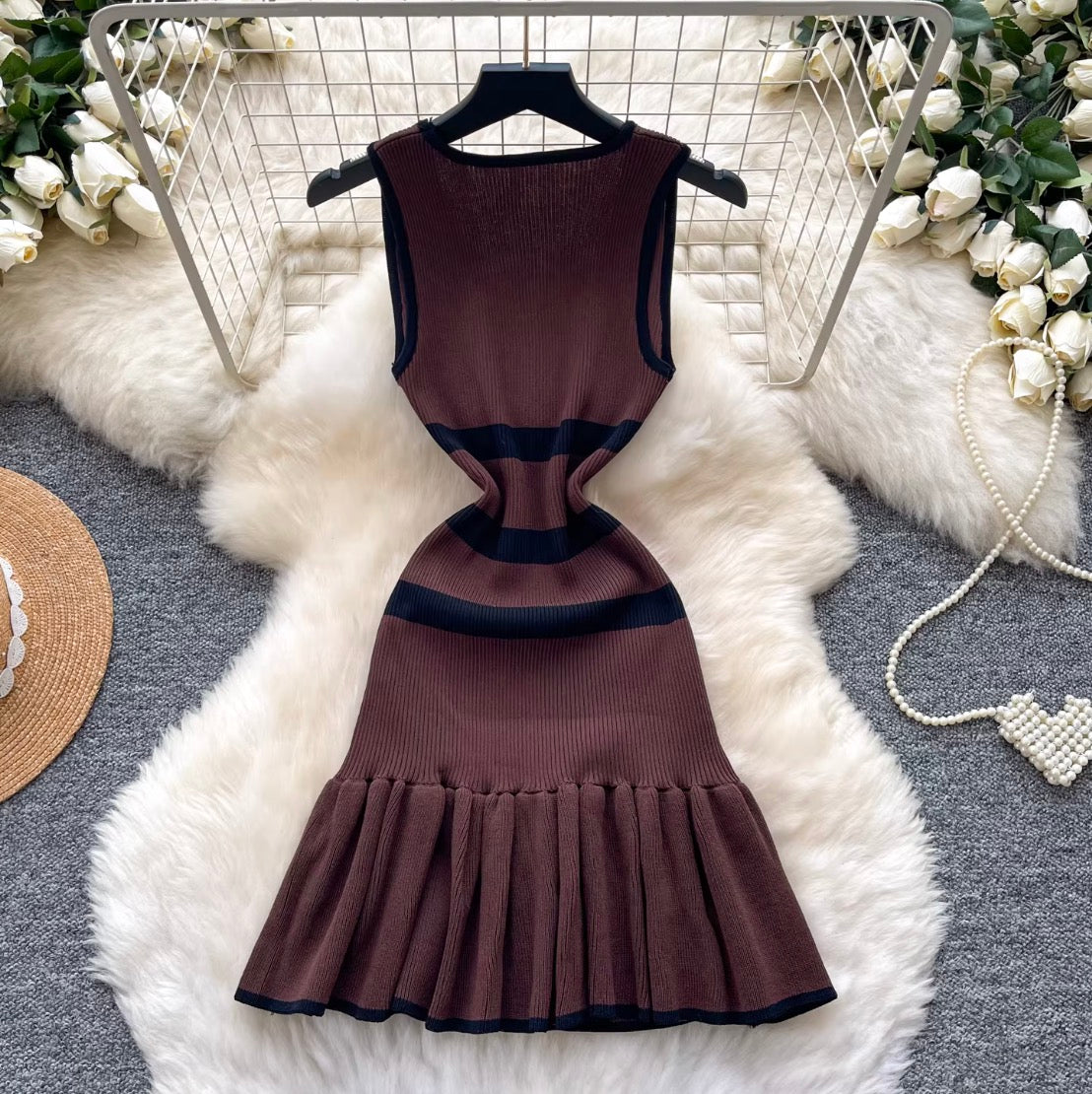 Korean Style Striped Knit Dress