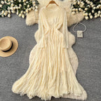 V-neck Sequined Lace Dress