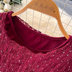 V-neck Sequined Lace Dress