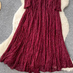 V-neck Sequined Lace Dress