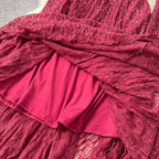 V-neck Sequined Lace Dress