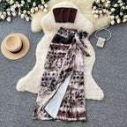 Tank Top & Print Knotted Skirt 2Pcs