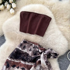 Tank Top & Print Knotted Skirt 2Pcs