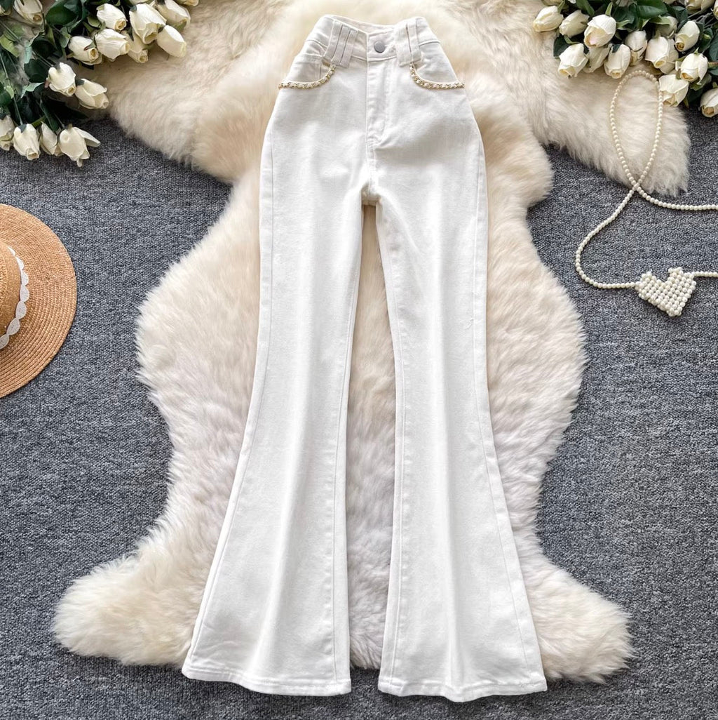 Vintage Metal Chain Draped Jeans
