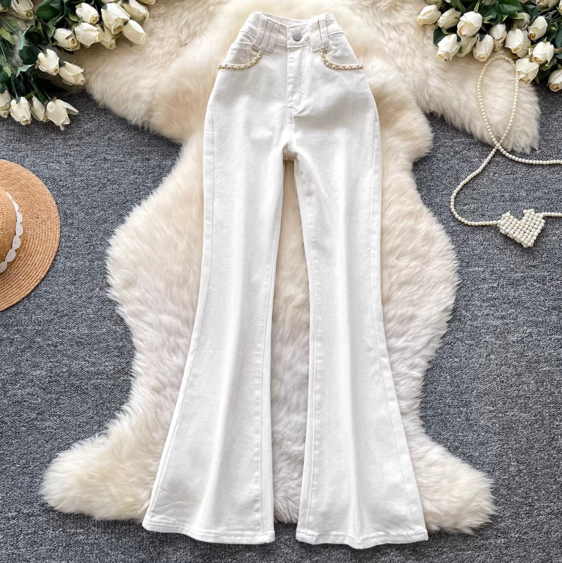 Vintage Metal Chain Draped Jeans