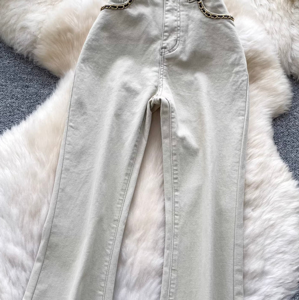 Vintage Metal Chain Draped Jeans