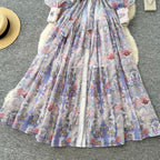 Purple Floral Print Shirt Dress