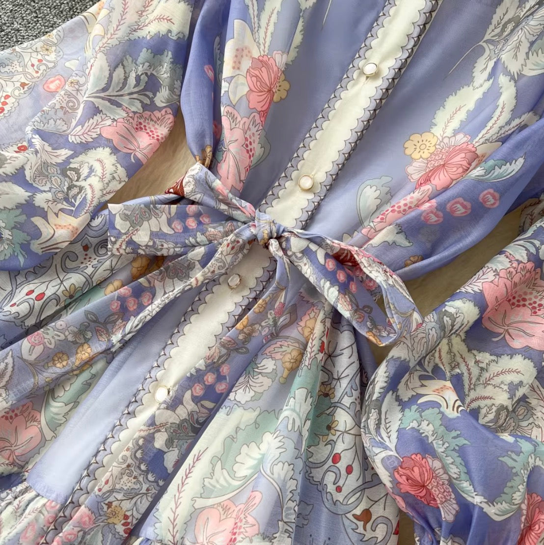 Purple Floral Print Shirt Dress