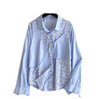 Faux Two-pieces Lace Patchwork Shirt