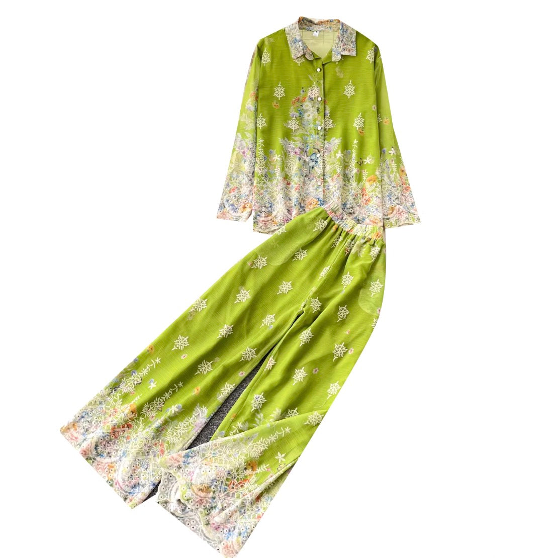 Ethnic Print Shirt & Trousers 2Pcs