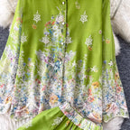 Ethnic Print Shirt & Trousers 2Pcs