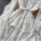 Korean Style Ruffled Lace Shirt Dress