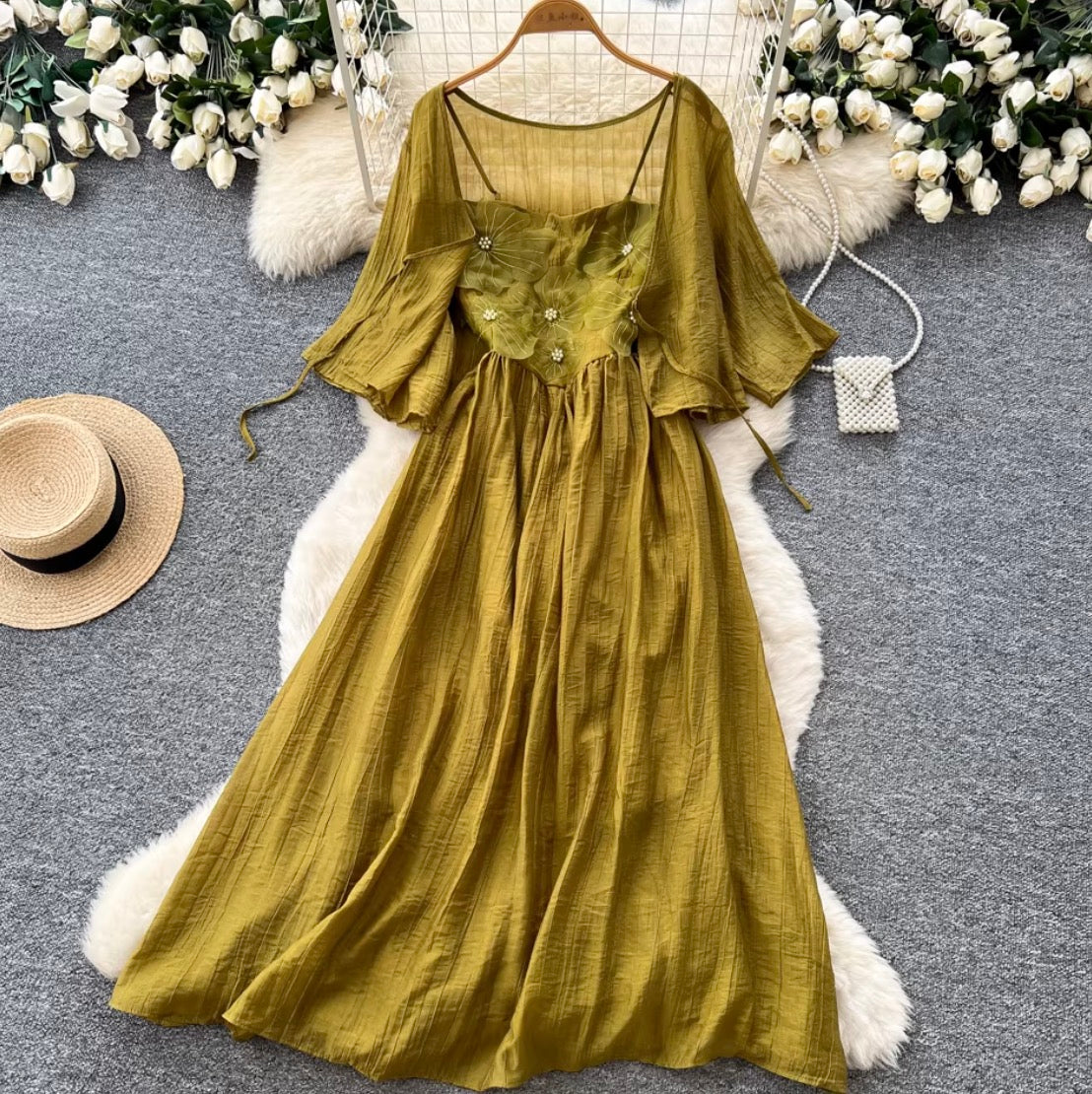 Lace Cardigan & Slip Dress 2Pcs