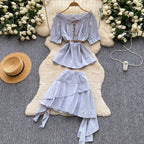 Off-shoulder Top & Cake Skirt 2Pcs
