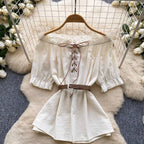 Off-shoulder Top & Cake Skirt 2Pcs