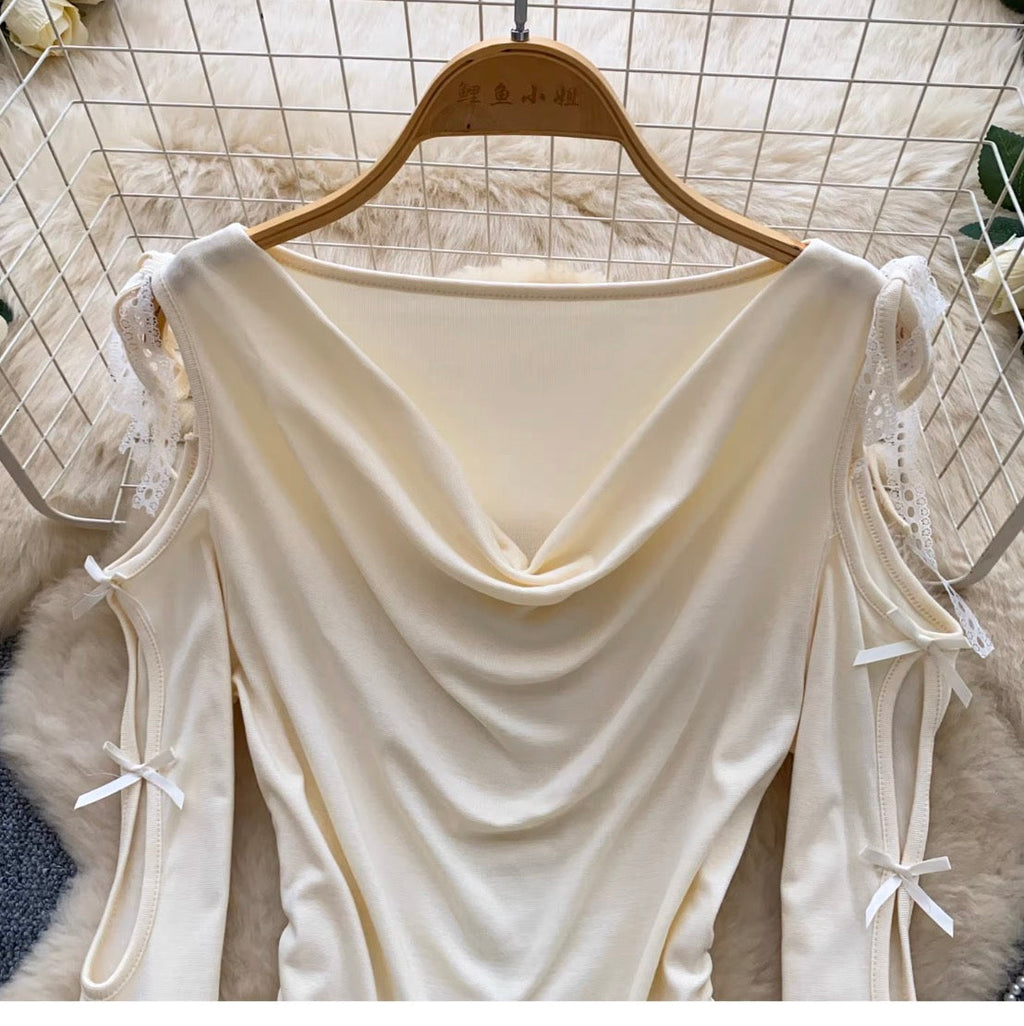 Draped Neckline Simple Design Shirt