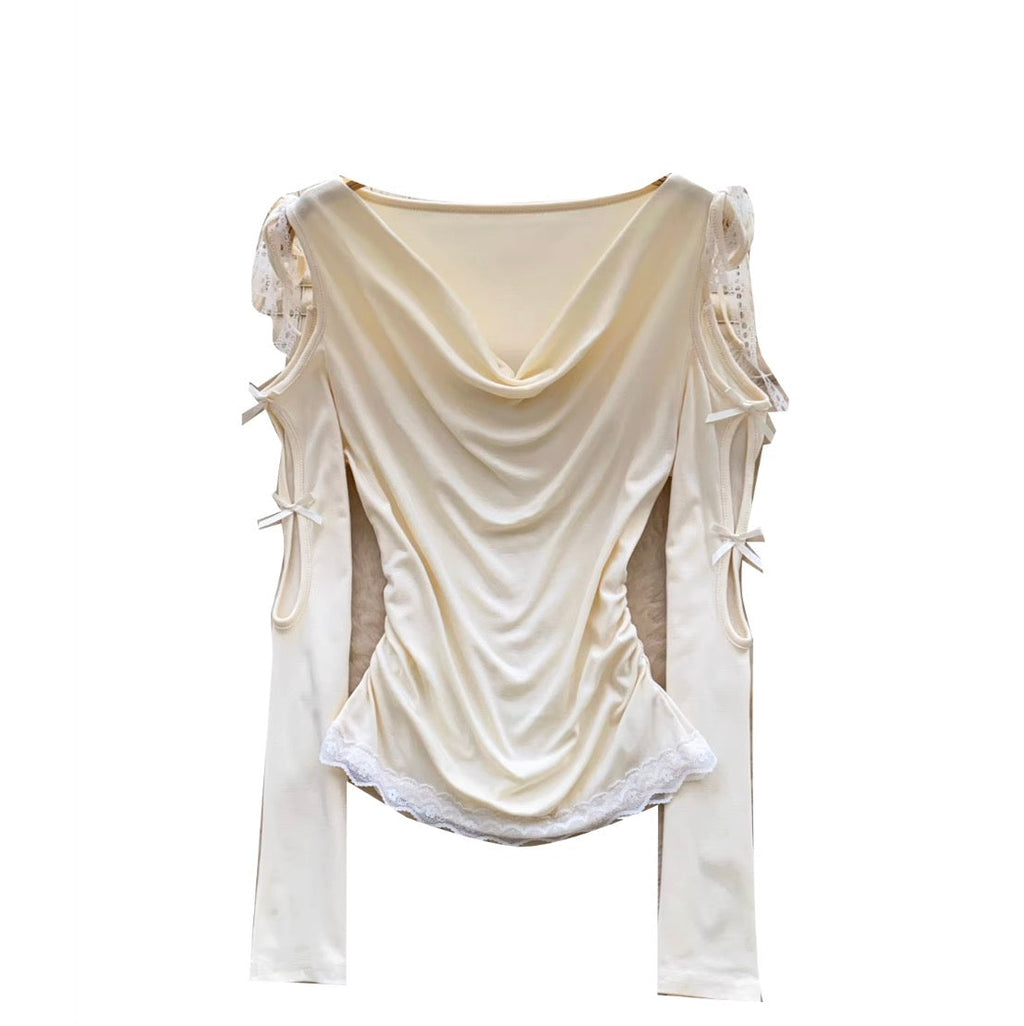 Draped Neckline Simple Design Shirt